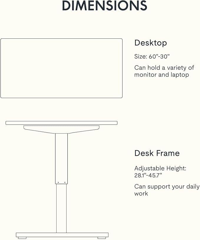 FLEXISPOT EN1 Bamboo Standing Desk, 60 x 30 Inches Whole-Piece Electric Adjustable Height Desk for Home Office (White Frame + Bamboo Top, 2 Packages)