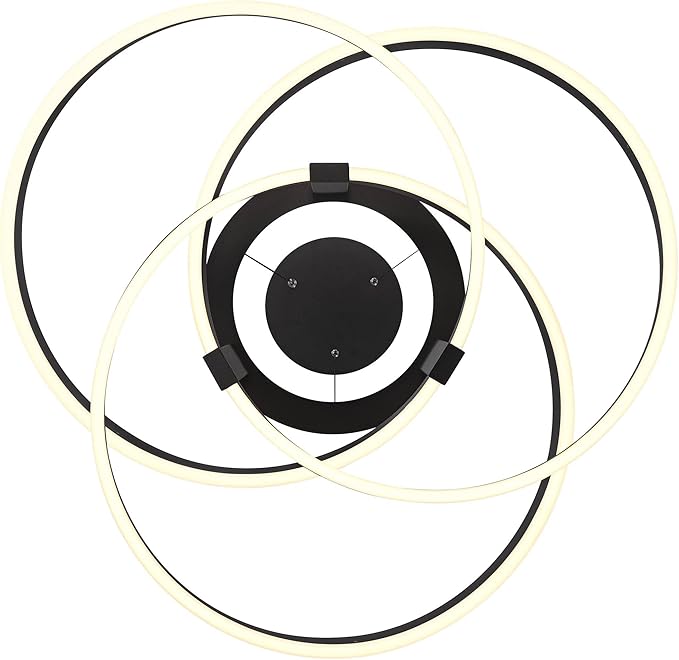 Possini Euro Design McKenna Sanded Black Pendant Lighting 26 1/2" Wide Modern Ribbon Rings Dimmable LED Fixture for Dining Room House Foyer Kitchen Island Entryway Bedroom Living High Ceilings