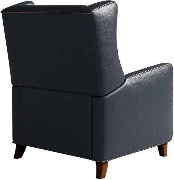 Genuine Leather Recliner Chair for Adults, Top-Grain Leather Manual Recliner with Classic Design, Comfortable Armchair for Living Room, Bedroom or Theater Use