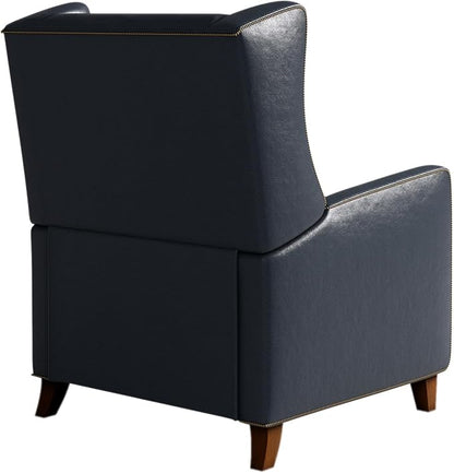 Genuine Leather Recliner Chair for Adults, Top-Grain Leather Manual Recliner with Classic Design, Comfortable Armchair for Living Room, Bedroom or Theater Use