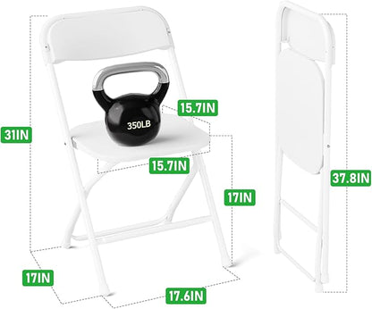 20 Pack Folding Chairs,Heavy Duty Plastic Stackable Chairs for Indoor Outdoor Use,350lb Capacity Portable Event Chairs with Steel Frame, Wedding,Party,Office,Dining (No Assembly Required)