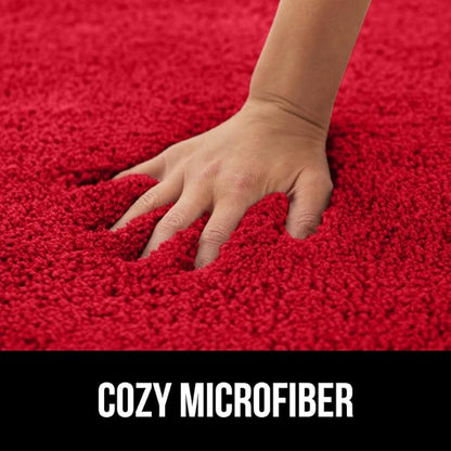 GORILLA GRIP Bathroom Rugs, Ultra Soft Absorbent Mat, Thick Plush Bath Rug, Machine Washable, Microfiber Quick Dry, Mats for Shower, Bathtub and Floor, Home Decor Accessories, 24x17, Red