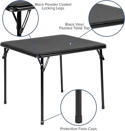 Flash Furniture Mindy Folding Kids Table with Vinyl Padded Top, Children's Square Activity Table for Daycare and Classrooms, Black