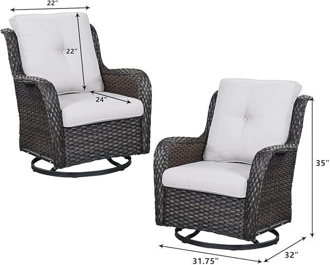 HUMMUH 4 Pieces Outdoor Furniture Patio Furniture Set Wicker Outdoor Sectional Sofa with Swivel Rocking Chairs,Outdoor Coffee Table