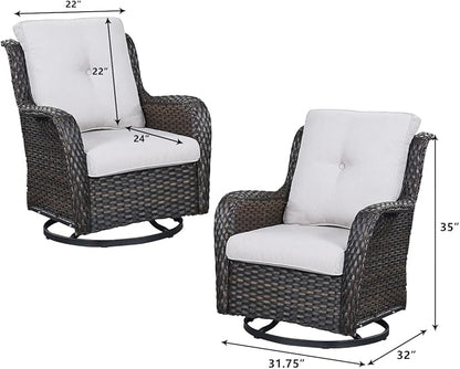 HUMMUH 4 Pieces Outdoor Furniture Patio Furniture Set Wicker Outdoor Sectional Sofa with Swivel Rocking Chairs,Outdoor Coffee Table