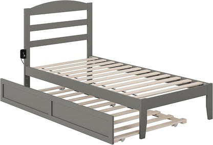 AFI, Warren Twin Platform Bed with Twin Trundle, Grey