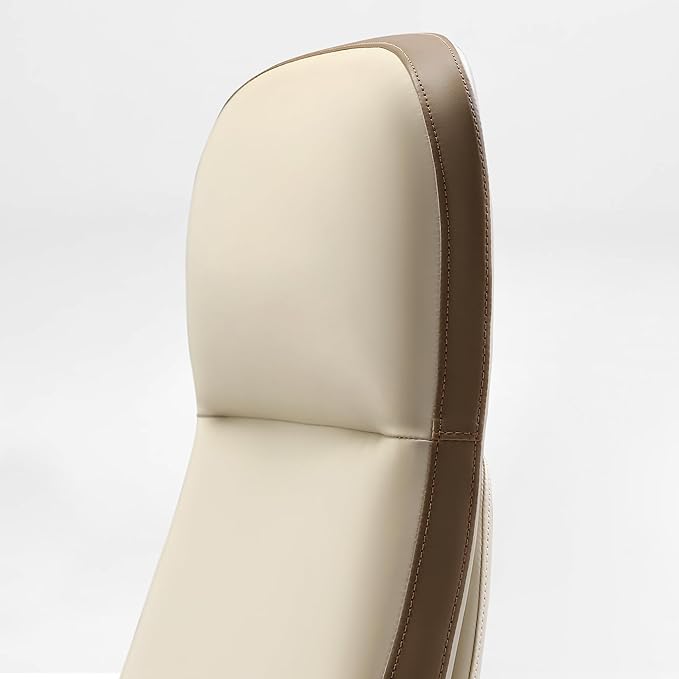 EUREKA ERGONOMIC Alto Leather Desk Chair, Silicone Leather Office Chair with Wheels, High Back Office Chair, Executive Office Chair Comfy for Home & Office, Off-White