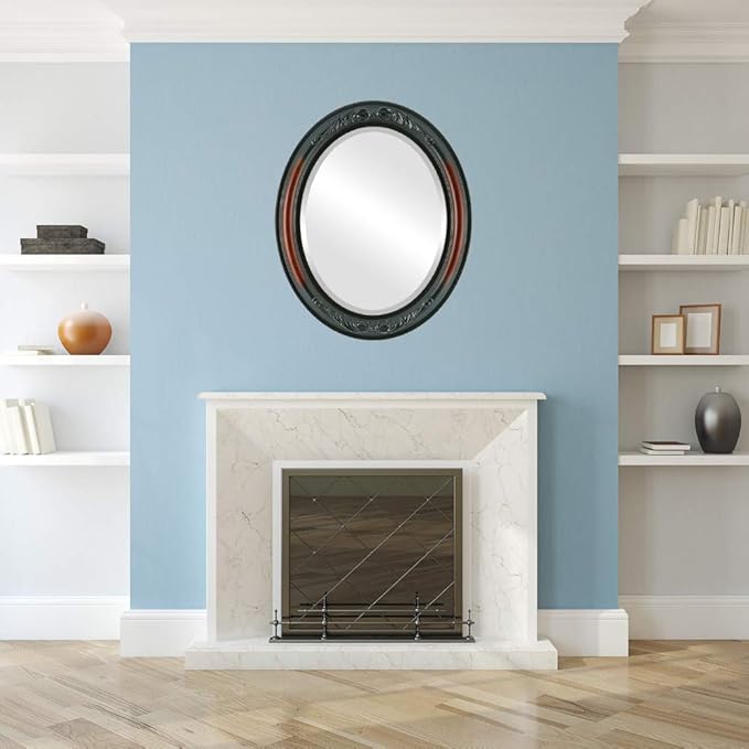 OVALCREST Oval Beveled Wall Mirror for Home Decor - Florence Style - Rosewood - 32" x 26"