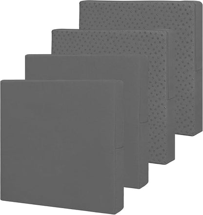 Easy-Going Waterproof Patio Cushion Covers ONLY Cover 24x24x4 inch 4 Pack Replacement Non-Slip Outdoor Seat Cushion Slipcover with Zipper. Dark Gray