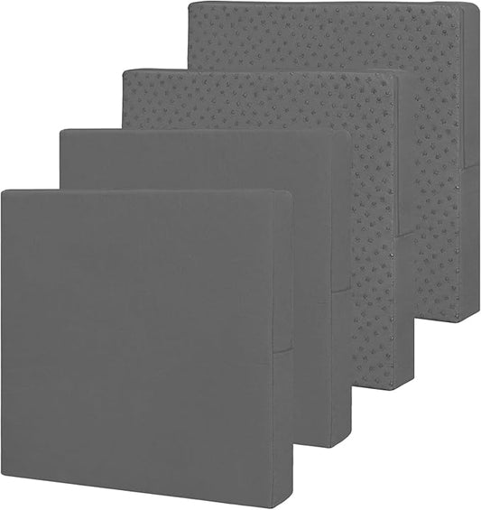 Easy-Going Waterproof Patio Cushion Covers ONLY Cover 22x22x4 inch 4 Pack Replacement Non-Slip Outdoor Seat Cushion Slipcover with Zipper. Dark Gray