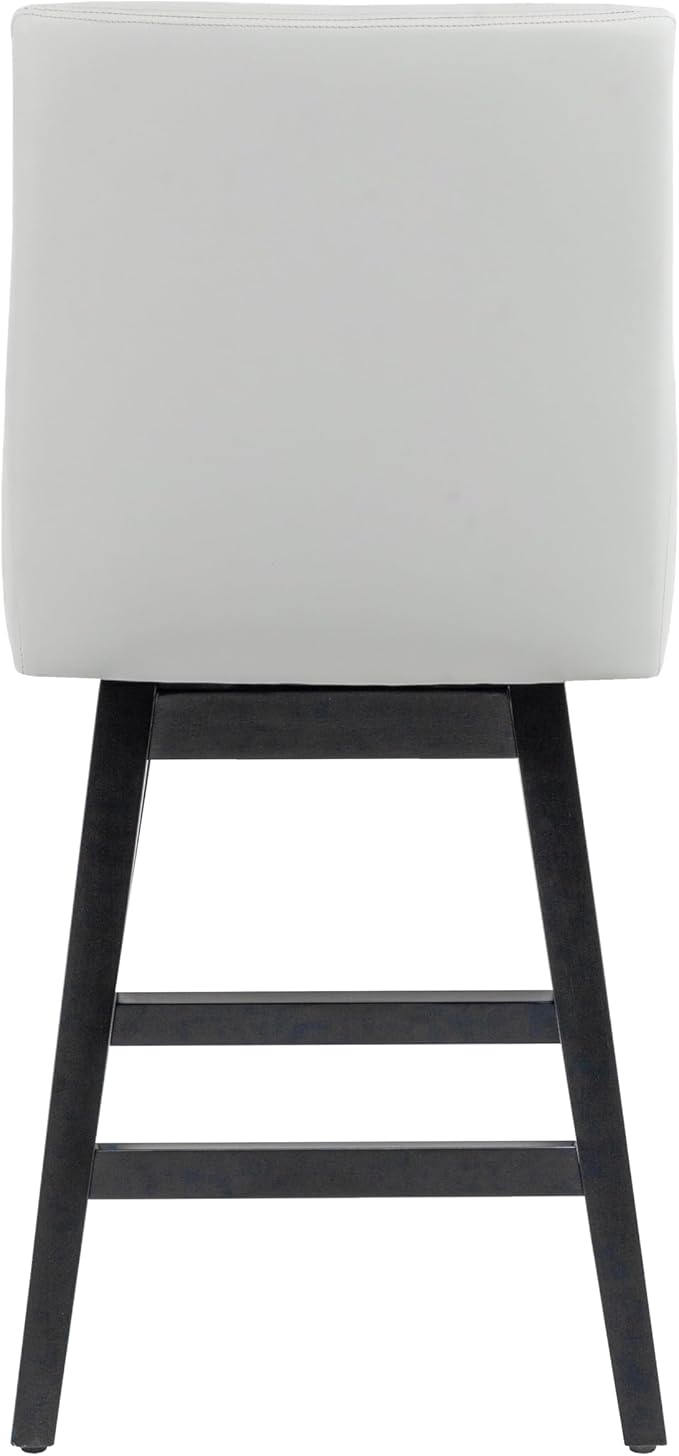Bar Stool, PU Leather Barstool, 26 Inch Upholstered Counter Stools with 14.2" High Back and Footrest, Swivel Counter Height Barstools for Kitchen Island Home Bar Light Gray