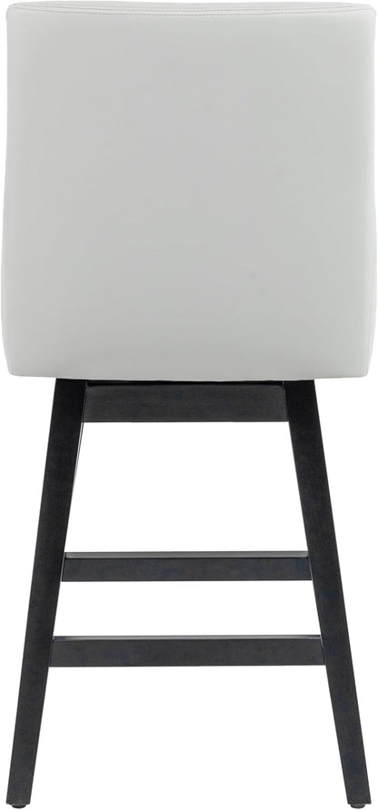 Bar Stool, PU Leather Barstool, 26 Inch Upholstered Counter Stools with 14.2" High Back and Footrest, Swivel Counter Height Barstools for Kitchen Island Home Bar Light Gray