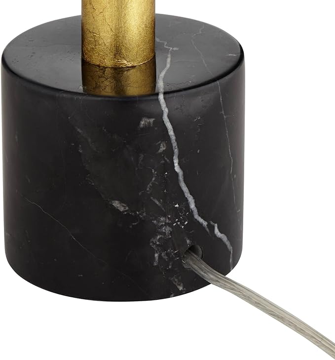 Possini Euro Design Minerva 32" Tall Modern Glam Luxe End Table Lamps Set of 2 Sculptural Gold Leaf Black Shade Living Room Bedroom Bedside Nightstand Office Home Reading Kitchen Entryway Console