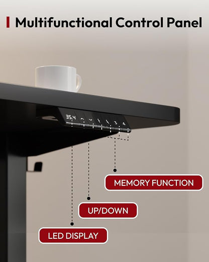 SANODESK Standing Desk Height Adjustable Electric Stand up Desk 63x24 Inches Sit Stand Home Office with Splice Board, Black Frame/Black Top