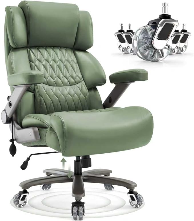 Big and Tall Office Chair 700lbs- Large High Back Executive Computer Desk Chair with 3D Flip-Up Arms, Adjustable Lumbar Support, Extra Wide Plus Size Seat, Heavy Duty Metal Base & Quiet Rubber Wheels