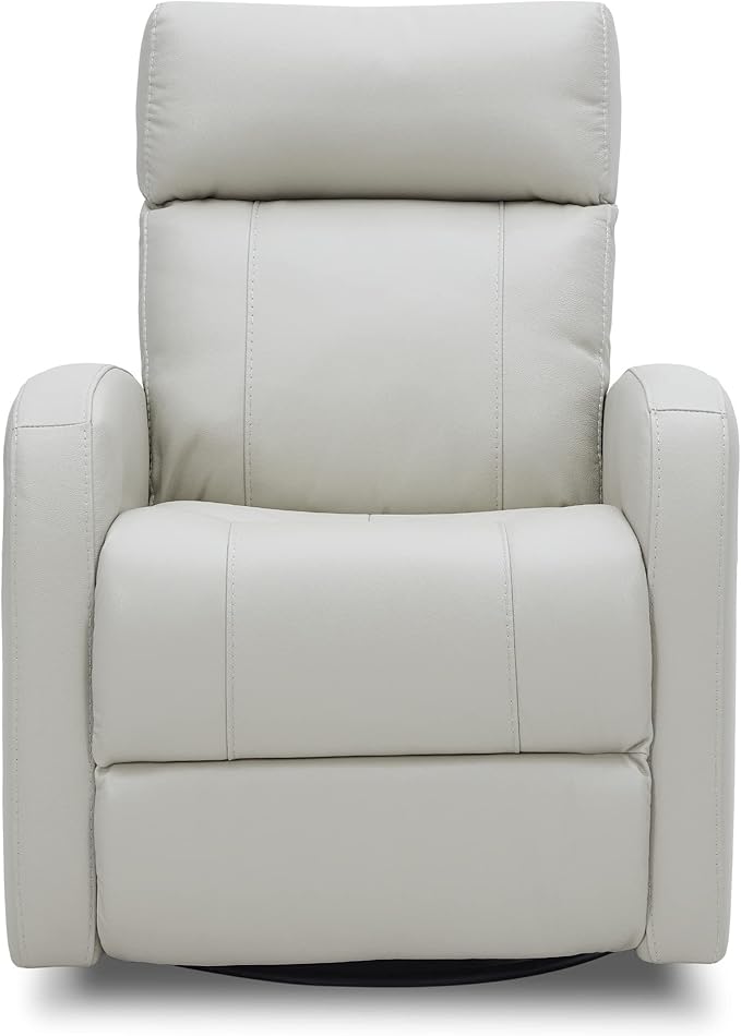 CHITA Genuine Leather Power Swivel Glider Recliner Chair for Adults, FSC Certified Electric Nursery Rocker Recliner Chair for Living Room, Light Grey