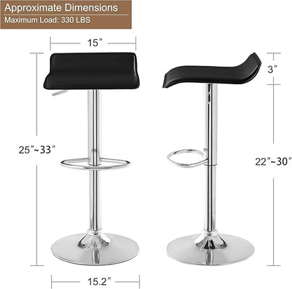 VECELO Bar Stools Set of 2, Swivel Bar Chairs, Adjustable Counter Bar Stools, Stools for Kitchen/Island/Bar/Dining Room/Party, Black