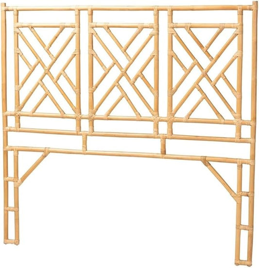 Pemberly Row Bohemian Natural Rattan King Size Standalone Headboard