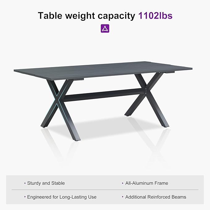 PURPLE LEAF 9 Pieces Outdoor Dining Set Patio Furniture Set with Aluminum Table and French Bistro Chairs for Garden Backyard Gray Patio Dining Set