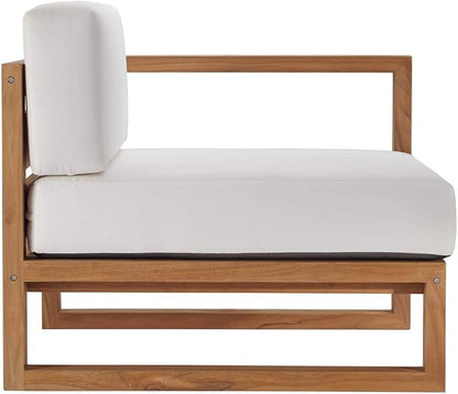 Modway EEI-4253-NAT-WHI-SET Upland Patio Teak Wood 4-Piece Sectional Sofa Set, Natural White
