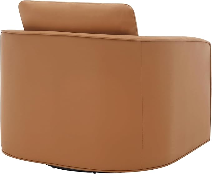 MINCETA Oversized Accent Chair for Living Room, 360° Swivel Barrel Chair with High Density Foam, Modern Reading Chair with PU Leather Upholstered Armchair for Apartment, Bedroom Brown