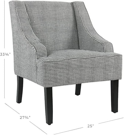 Homepop Home Decor | Upholstered Classic Swoop Arm Accent Chair | Accent Chairs for Living Room & Bedroom | Decorative Home Furniture, Black and White