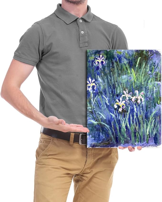 Wieco Art Canvas Print Wall Art Irises by Claude Monet Oil Paintings Reproduction Landscape Pictures Artwork on Canvas Art for Living Room Decorations and Wall Decor