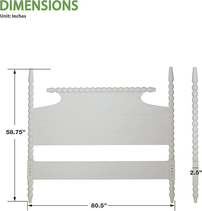 OSP Home Furnishings Spindle Design Cottage Style Headboard, 80.5W x 58.75H inches, Sandcastle Antique White Finish, King Size