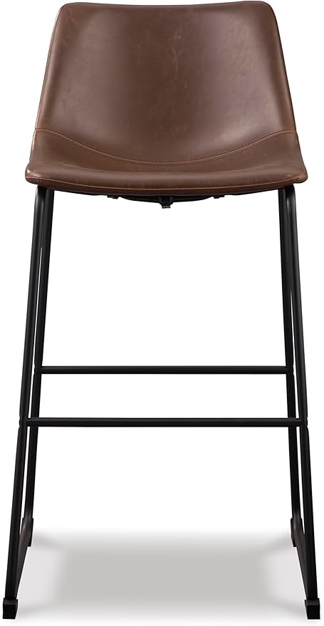 Signature Design by Ashley Centiar Urban Industrial 28.75" Pub Height Bucket Seat Barstool, 2 Count, Brown