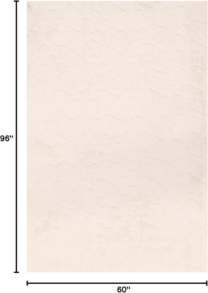 nuLOOM 5' x 8' Cozy Plush Area Rug, Machine Washable, Non-Slip, Soft Fluffy Shag Carpet for Living Room Bedroom Kids Room Nursery Home Decor, Leni Off-White