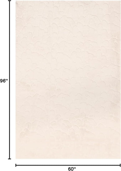 nuLOOM 5' x 8' Cozy Plush Area Rug, Machine Washable, Non-Slip, Soft Fluffy Shag Carpet for Living Room Bedroom Kids Room Nursery Home Decor, Leni Off-White
