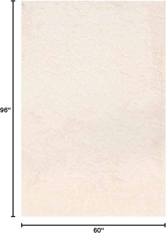 nuLOOM 5' x 8' Cozy Plush Area Rug, Machine Washable, Non-Slip, Soft Fluffy Shag Carpet for Living Room Bedroom Kids Room Nursery Home Decor, Leni Off-White