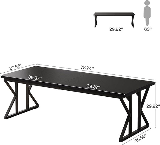 Tribesigns 78.74-Inch Large Executive Desk, Industrial Home Office Computer Desk, Simple Long Writing Study Table Business Furniture (Black)