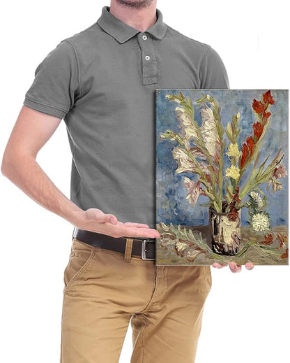 Wieco Art Vase with Gladioli and China Asters by Van Gogh Famous Oil Paintings Reproduction Modern Floral Giclee Canvas Prints Artwork Abstract Flowers Pictures on Canvas Wall Art