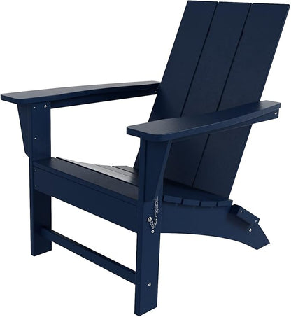 Costaelm Folding Adirondack Chairs, Outdoor Patio Adjustable Lawn Chairs, Weather Resistant Outside Firepit Chairs for Porch, Poolside, Garden, Backyard Deck, Navy Blue