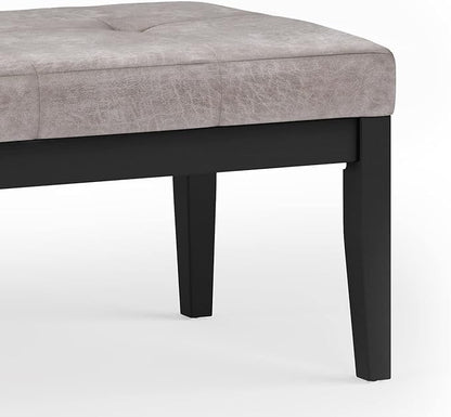 SIMPLIHOME Lacey 41 inch Wide Contemporary Rectangle Tufted Ottoman Bench in Distressed Grey Taupe Vegan Faux Leather, Assembled, For the Living Room and Bedroom