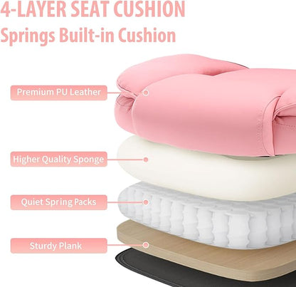 Pink Office Chair, Ergonomic High Back Executive Office Desk Chairs for Women, 90°-120° Rocking Computer Chair with Wheels, Swivel Lumbar Support Home Office Desk Chair