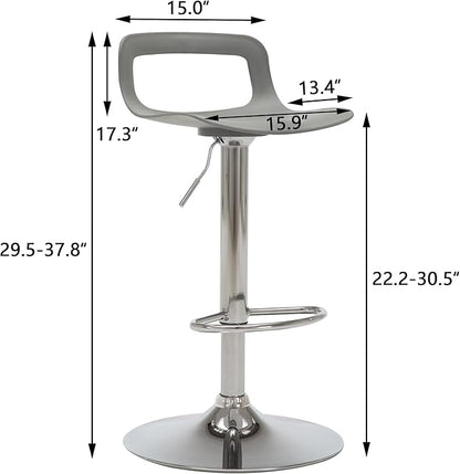 NOBPEINT NOB Contemporary Chrome Air Lift Adjustable Swivel Bar Stool (6 Pieces, Gray)