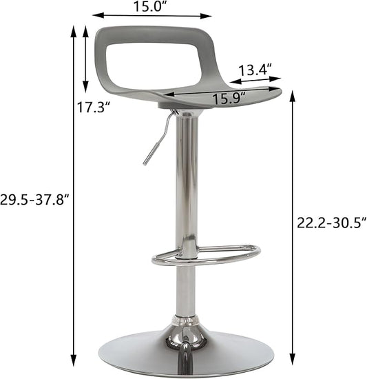 NOBPEINT NOB Contemporary Chrome Air Lift Adjustable Swivel Bar Stool (6 Pieces, Gray)