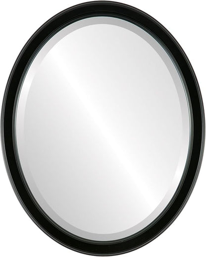 OVALCREST Oval Beveled Wall Mirror for Home Decor - Toronto Style - Gloss Black - 26" x 22"