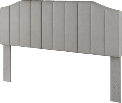 King Size Headboard Only, Velvet Upholstered Headboard King/California King Size Wall Mount and Bed Frame Mount, Featuring High-Density Sponge Padding Easy Assembly Comfort Style-Light Gray