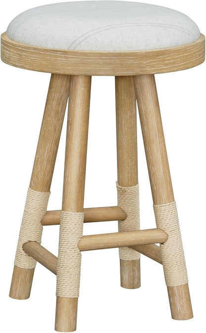 Livabliss x Becki Owens Esmarca Modern Coastal Stool, Grey/Tan, 26" H 17" W 17" D