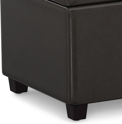 SIMPLIHOME Avalon 54 inch Wide Contemporary Rectangle Extra Large Storage Ottoman Bench in Tanners Brown Vegan Faux Leather, Assembled, for the Living Room, Entryway and Family Room