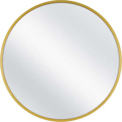 MCS Master & Co. 26in Round Brass Black Mirror, Modern Wall Hanging Large Mirror for Bathroom, Bedroom & Livingroom