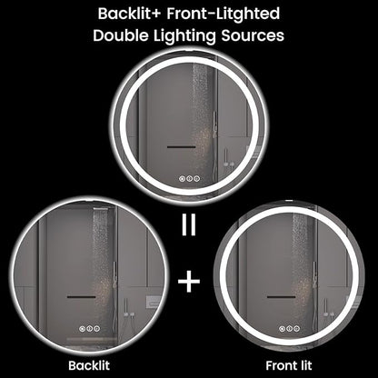 42" x 42" LED Bathroom Mirror with Lights, Backlit & Front Lighted, Wall-Mounted Vanity Mirror 3000K/4000K/6000K, Memory Functions, Anti-Fog, Dimmable Smart Mirror