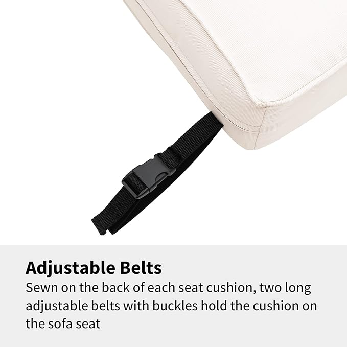 Outdoor Seat Cushions Set for Patio Furniture Deep Seating Patio Cushion Set Weather-Resistant Thick Cushions 23.6" W x 23.6" D x 5” T,Creamy White
