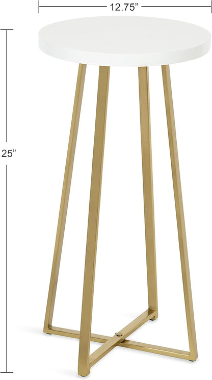 Kate and Laurel Zia Modern Counter Stool; 13 x 13 x 25; White and Gold; Decorative Contemporary Stool for Kitchen