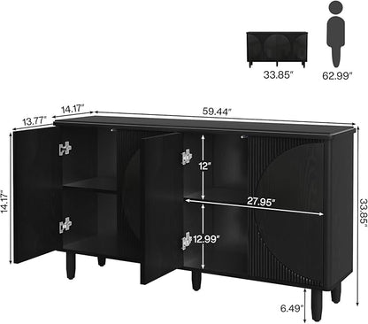 Tribesigns Buffet Cabinet Sideboard with Storage, Modern Storage Cabinet Sideboard Buffet Table with Doors for Living Room Kitchen Dining Room (Black)
