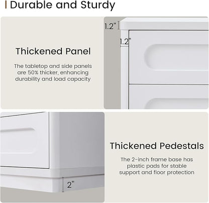 Buffet Cabinet Set of 2 with Storage, Arc Accent Sideboard with 2 Doors and Adjustable Shelves, Large Console Table for Dining Room, Kitchen, Living Room, White