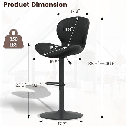 Waleaf Modern Adjustable Swivel Bar Stools Set of 4，Hydraulic Faux Leather Counter Height Barstool with Ergonomic Backrest and Footrest,Upholstered Pub Dining Chairs for Kitchen Island